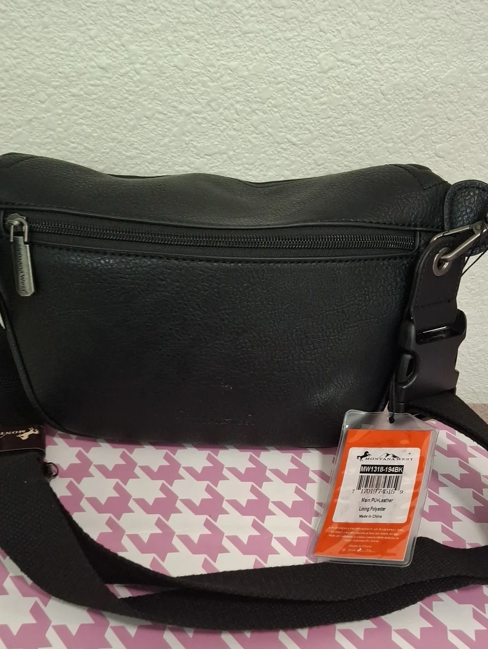 Black & White Cowhide Crossbody Bag with Teal Accents  MONTANA WEST